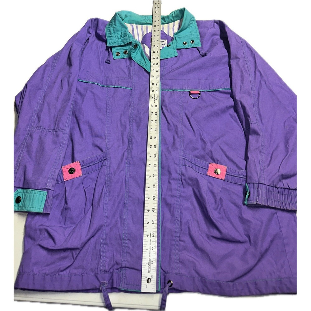 VINTAGE New York Girl Ski Jacket Womens Large L Parka Button Purple Pink 90s - Picture 4 of 5